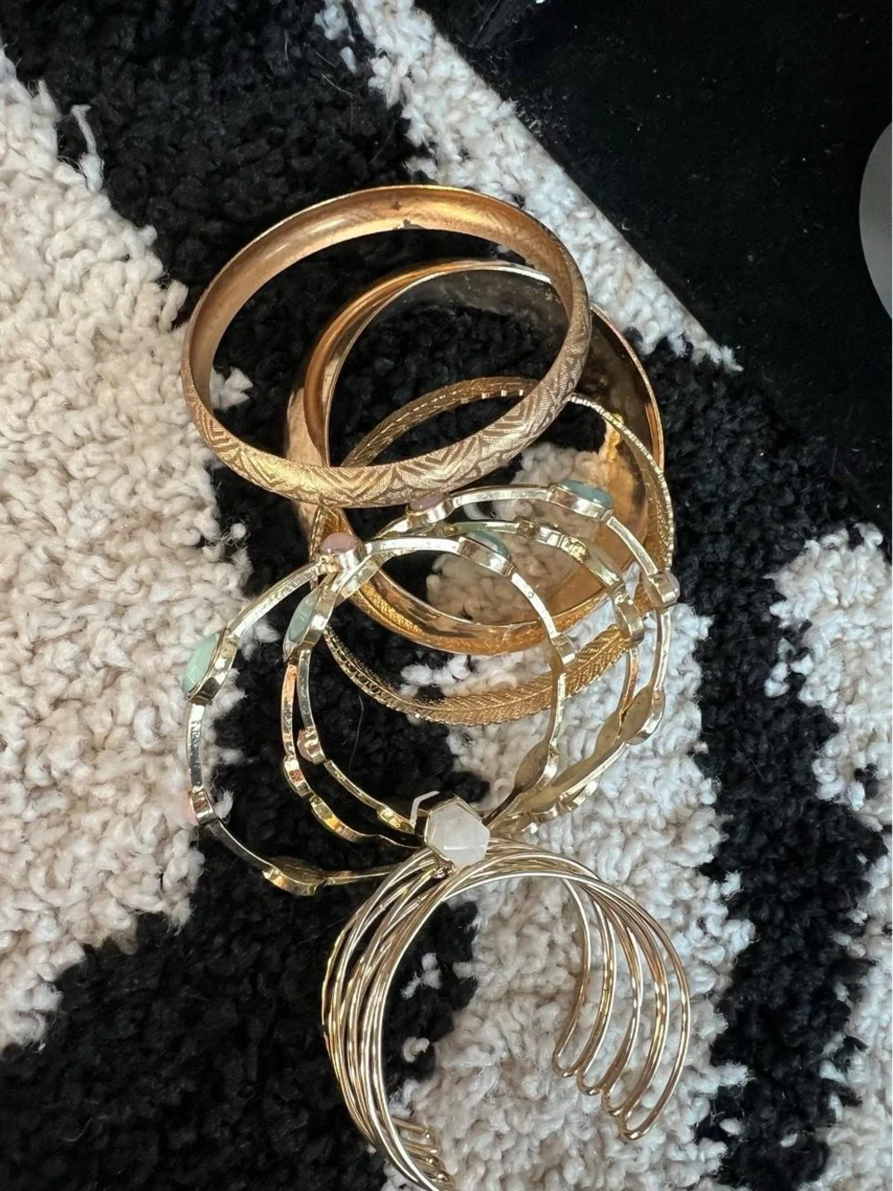 Y2K gold tone bangle stack
